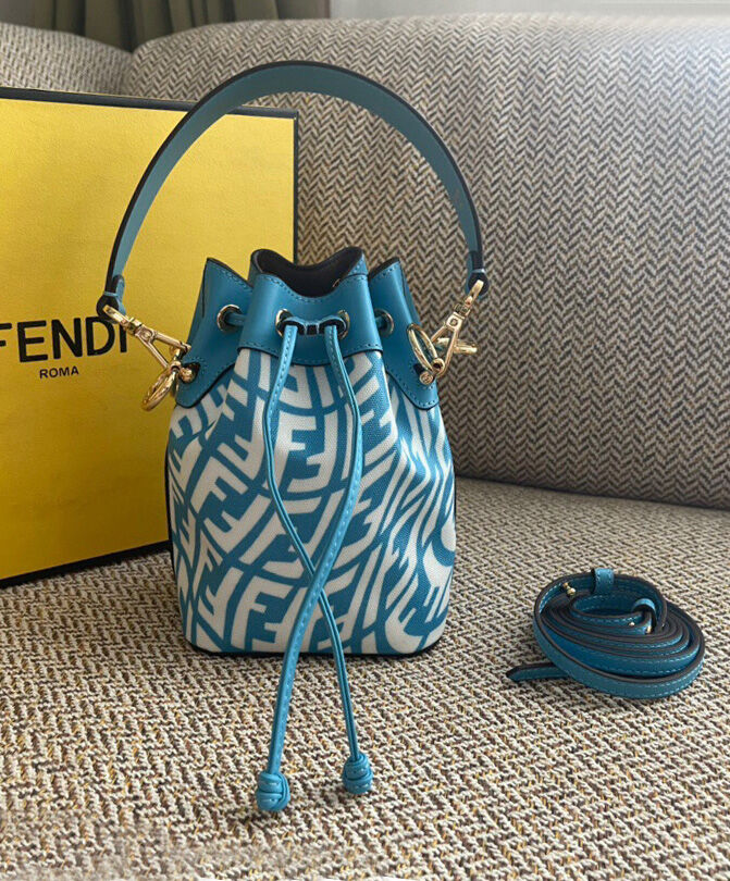 Fendi Mon Tresor Glazed Canvas Mini Bag 8BS010 Blue